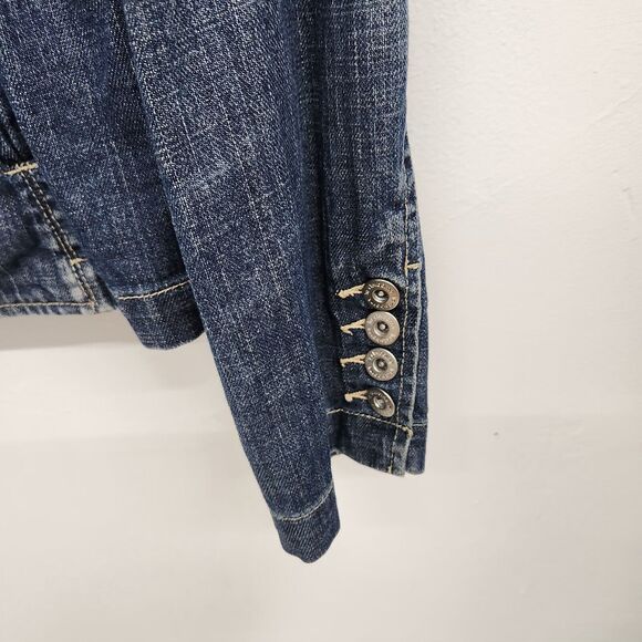 Liz Claiborne Denim Jacket Size XL Blue Medium Wash Cotton Trucker Pockets - Picture 3 of 11